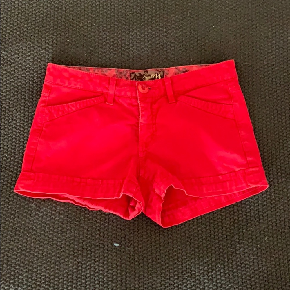Eight 14 red cloth shorts